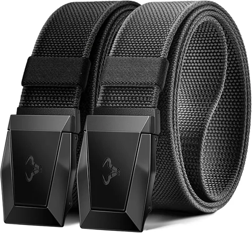 BULLIANT Cinturón para hombre, paquete de 2 unidades, correa elástica de nailon para regalo, para hombre, trabajo, deportes, caza, senderismo,