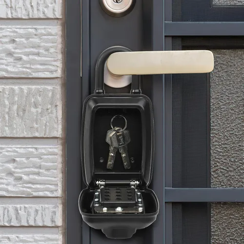 Miniatura 6 de Cididu Caja de bloqueo de llave para exterior, caja de seguridad impermeable con combinación de botón de 12 dígitos y grillete extraíble, llaves