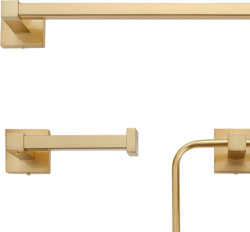 Miniatura 4 de Globe Electric 65562 Dakota - Kit de accesorios de baño de 4 piezas, latón mate, toallero, anillo de toalla, gancho para bata, soporte para papel