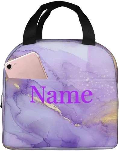 Miniatura 34 de Lonchera con diseño a cuadros azules aislada, bolsa térmica para almuerzo para adultos, niños, niñas, mujeres, oficina, trabajo, escuela, picnic