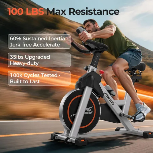 Miniatura 2 de YOSUDA Exercise Bike, Brake Pad Stationary Bike for Home with Exclusive App, Magnetic Indoor Cycling Bike with 300 lb Weight Capacity, Low Noise
