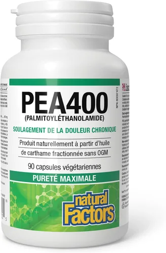 Miniatura 4 de Natural Factors PEA400 - Palmitoiletanolamida pura para alivio, apoya el sistema nervioso y las molestias ocasionales, sin OMG, 90 cápsulas