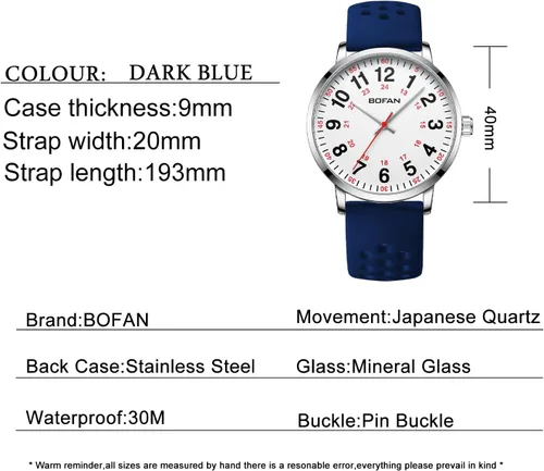 Miniatura 5 de BOFAN Reloj de enfermera para enfermera, profesionales médicos, estudiantes, médicos con esfera fácil de leer, segunda mano y 24 horas, banda