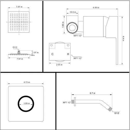 Miniatura 7 de Juego de llave de regadera dorada cepillada, sistema de regadera de lluvia para baño con cabezal de regadera de lluvia de acero inoxidable, kit