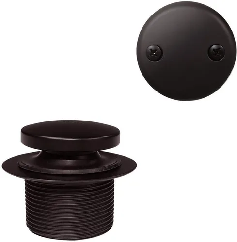 Miniatura 12 de Set de tapón de drenaje Westbrass con sistema de presión con el pie para bañera, con dos agujeros en placa frontal de desagüe, de metal pulido, Mate