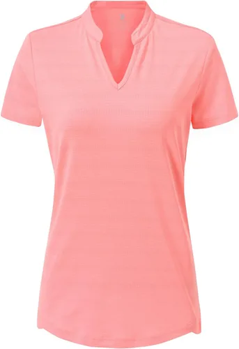 Miniatura 25 de Gopune Polo de golf con cuello en V para mujer, sin cuello, manga corta, ligera, de secado rápido, camisetas de tenis para correr