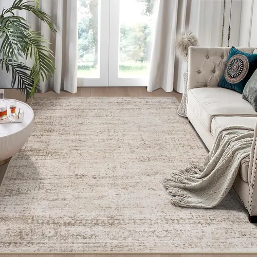 Miniatura 16 de Alfombra lavable de 4 x 6 pies para sala de estar, alfombra grande moderna para comedor y dormitorio, antideslizante, pelo bajo, 4 x 6 pulgadas