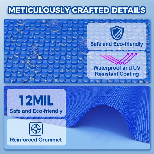 Miniatura 6 de Cubierta solar para piscina redonda de 6 pies para piscinas subterráneas de 6 a 24 pies, cubiertas de burbujas de calefacción térmica para bañera