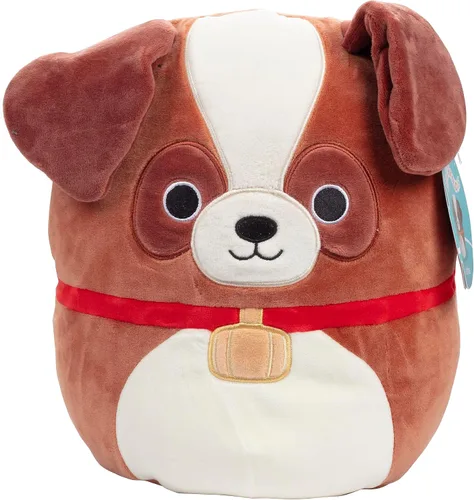 Squishmallows Sassafras el Perro San Bernardo de 25 cm - Peluche con Licencia Oficial de Kellytoy - Juguete de Peluche de Cachorro Coleccionable