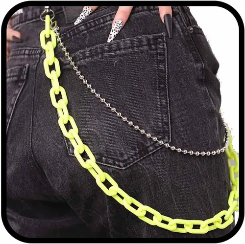 Pantalones de mezclilla de hip hop, cadena, estilo gótico, punk, gótico, para hombres, cadena de eslabones para mujer, cartera gruesa y gruesa, con