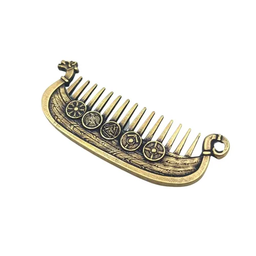 Miniatura 2 de Peine de metal para barba Viking Drakkar Custom bigote cuidado y belleza