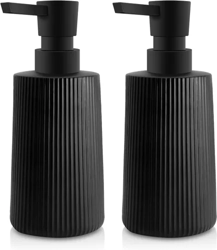 Miniatura 7 de Dispensador de Jabón de Vidrio para Baño, Dispensador de Jabón de 250ml/8.5oz para Cocina con Bomba, Dispensador de Jabón de Mano Estilo Rayas