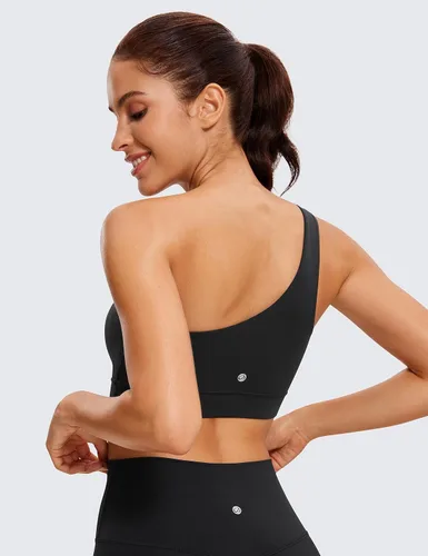 Miniatura 2 de CRZ YOGA Butterluxe - Brasier deportivo de un hombro para mujer, sin mangas, con una correa, de bajo impacto, asimétrico, para entrenamiento y yoga