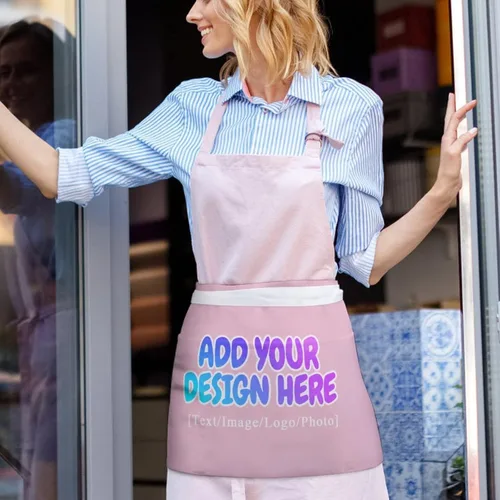 Miniatura 50 de AXKEUDO Delantal personalizado con bolsillos, delantales de cintura para camarera para cocinar en casa, restaurante, servir trabajo