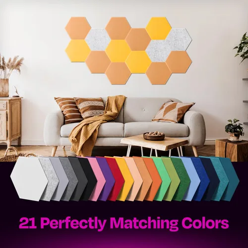 Miniatura 5 de Paneles insonorizantes de alta densidad para pared, forma hexagonal, paquete de 12 unidades de 12" x 10.4" x 0.4", color naranja de los años 70