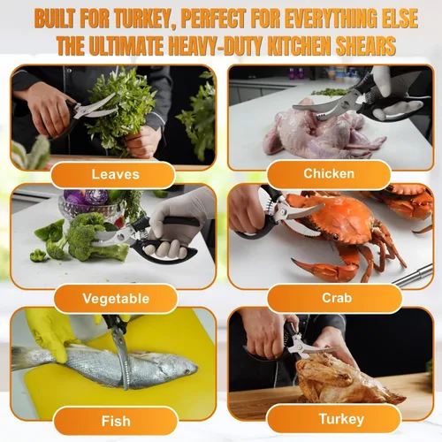 Miniatura 5 de Tijeras para Aves de Corral de Servicio Pesado - Un Equipo de Procesamiento de Pollo Imprescindible, Tijeras de Cocina para Carne, Pollo, Pavo