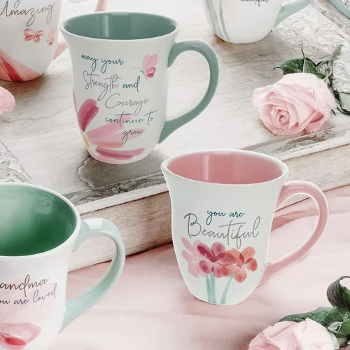Miniatura 5 de Pavilion Gift Company - Fuerza y coraje - Taza grande de café de 16 onzas, taza con patrón floral, idea de regalo para el Día de la Madre, idea