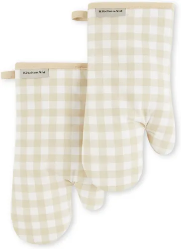 Miniatura 6 de KitchenAid Juego de 2 manoplas de horno Gingham Aqua Sky, 7 x 13 pulgadas