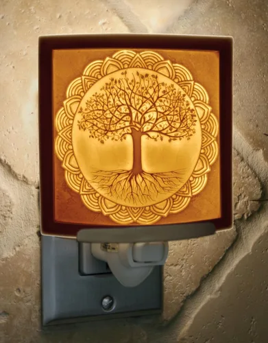 Miniatura 2 de The Porcelain Garden Luz nocturna de árbol de la vida, litofán de porcelana, enchufe decorativo de pared para guardería, dormitorio, cocina, baño