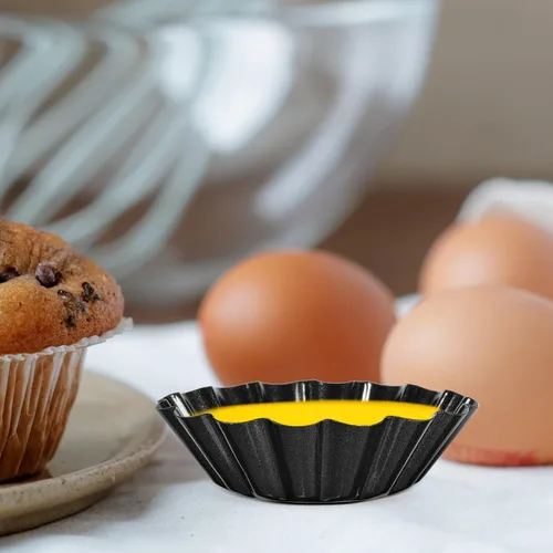 Miniatura 9 de Hemoton 12 moldes antiadherentes de 2.95 pulgadas para tartaletas, tazas reutilizables para tartaletas de huevo, cupcakes, postres, cocina