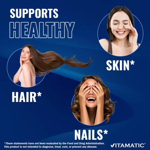 Miniatura 4 de Vitamatic Biotina 10,000 mcg (10 mg) para cabello, piel y uñas más fuertes - 365 tabletas veganas - también llamada vitamina B7