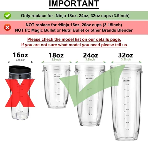 Miniatura 6 de Paquete de 2 vasos de licuadora de repuesto para Ninja, vasos de licuadora de 24 onzas con tapas para llevar, compatibles con Nutri Ninja Auto IQ