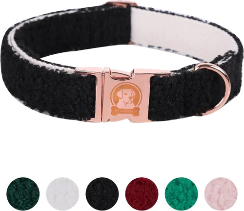 Miniatura 9 de MR. CHUBBYFACE - Collar para perro de forro polar burdeos, collar de forro polar navideño para mascotas con hebilla de metal, collares ajustables