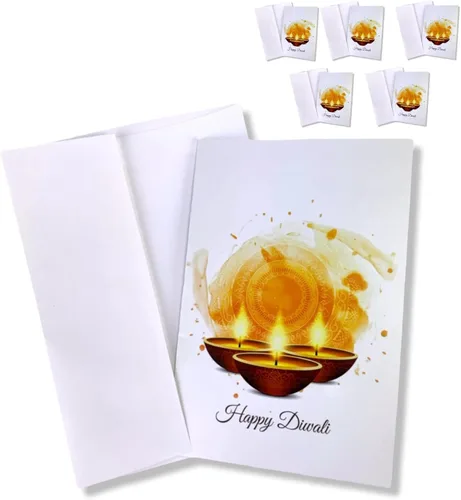LOVENSPIRE Paquete de tarjetas de felicitación Diwali Deepawali Juego de tarjetas de felicitación impresas personalizables indio Festival Tarjetas