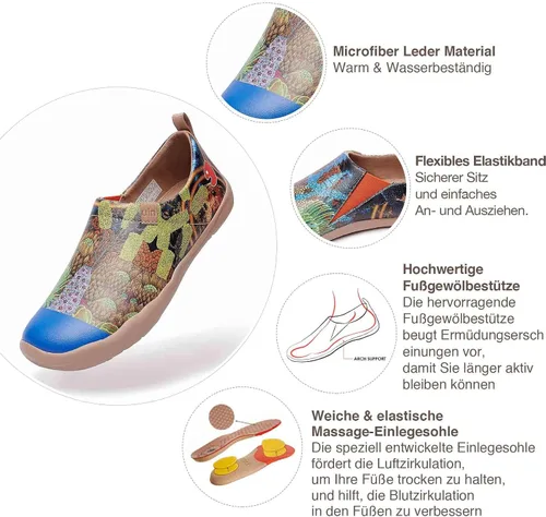 Miniatura 7 de UIN - Tenis de arte floral de moda, zapatos de lona pintada, sin cordones y de viaje para mujer
