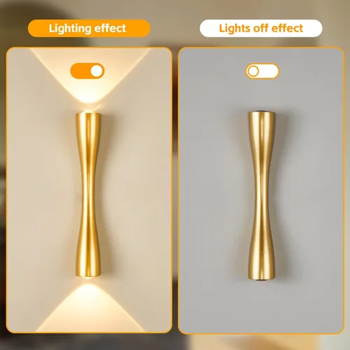 Miniatura 7 de Aomesinc Moderno aplique de pared dorado arriba y abajo, lámpara LED de interior para dormitorio, sala de estar, baño, mesita de noche, pasillo