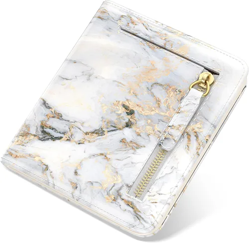 Miniatura 21 de Billetera de cuero genuino de lujo para mujer con bloqueo RFID, compacta, plegable, con ventana para identificación, Gato negro, Moderno