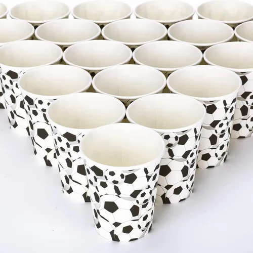 Miniatura 2 de Teling 100 vasos de papel desechables para fiestas temáticas de fútbol, 9 onzas, para suministros deportivos, decoración para beber para regalos