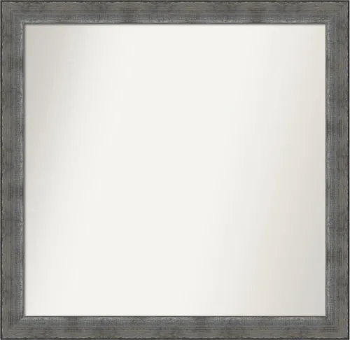 Miniatura 541 de Amanti Art Espejo de baño plateado para sobre el fregadero, 24 x 24 pulgadas, espejo cuadrado de peltre forjado a medida, marco de madera casual
