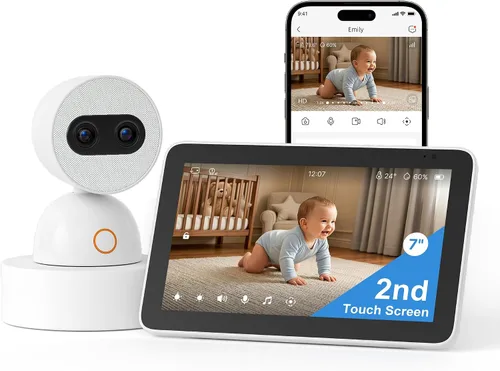 Miniatura 8 de Simsky Monitor de bebé de pantalla dividida de 7 pulgadas con 2 cámaras, cámaras duales de 4MP con zoom 6X y zoom panorámico, WiFi y sin WiFi
