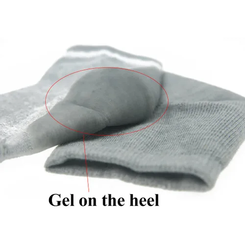 Miniatura 3 de Makhry 2 pares de calcetines de talón de gel de silicona hidratante para piel seca y dura agrietada, puntera abierta, calcetines cómodos