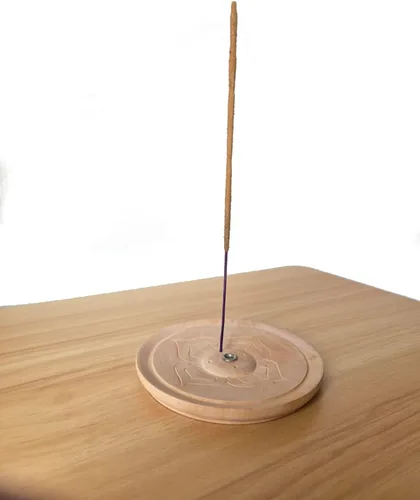 Soporte de incienso de madera con diseño de loto, hecho a mano, tallado ecológico, quemador de incienso de madera, atrapa cenizas, decoración del