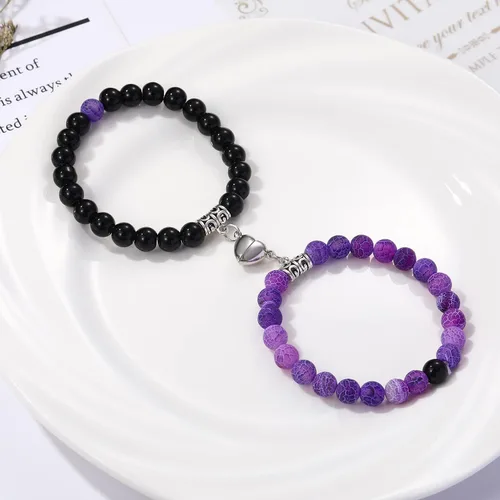 Miniatura 8 de Pulseras magnéticas para parejas, pulseras de amor, pulseras de cuentas naturales a distancia, regalos para el día de San Valentín