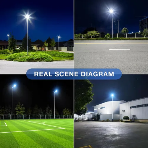 Miniatura 8 de OKPRO Luces solares de calle de 12000 W para exteriores, 6500 K, luces de estacionamiento comercial del atardecer al amanecer, impermeable, funciona