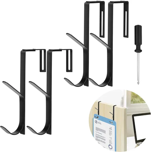 Miniatura 8 de Wehhbtye Ganchos Dobles Ajustables para Abrigos, Gancho Grueso para Abrigos de Pared de Cubículo, Gancho Doble de Metal Sobre el Panel Ajustable
