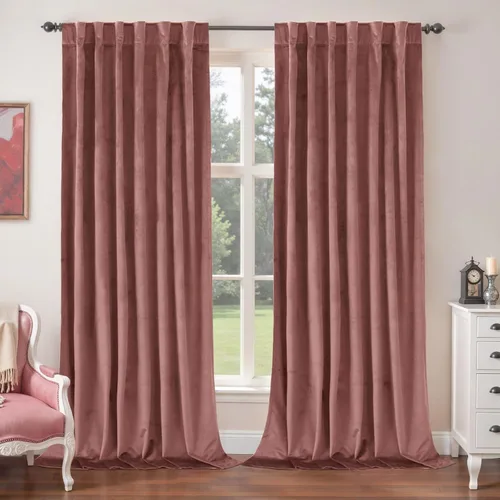 Miniatura 21 de BGment Cortinas de terciopelo rosa polvoriento, 2 paneles de 84 pulgadas, 2 paneles para sala de estar, aislamiento térmico de lujo, reducen