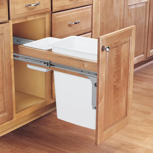 Miniatura 7 de Rev-A-Shelf Bote de basura de cocina extraíble individual de montaje superior bajo gabinete de 35 cuartos con rieles de extensión completa