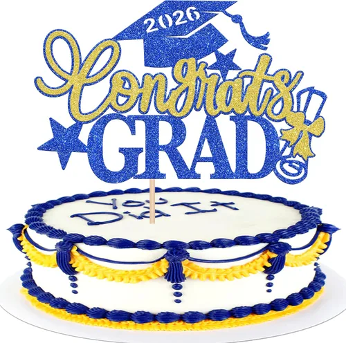 Miniatura 17 de 1 paquete de decoración para tarta de graduación para niña, con purpurina, para diploma, decoración para adultos mayores 2026, para niñas, escuela