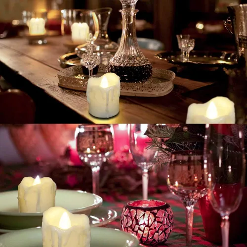 Miniatura 5 de PChero Velas de té de 1.57 x 1.69 pulgadas a pilas con temporizador, 12 velas LED blancas cálidas sin llama parpadeantes, 6 horas encendidas por