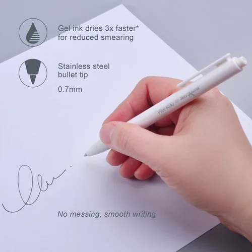 Miniatura 3 de ParKoo Bolígrafos de gel retráctiles: tinta negra de 12 quilates, punta fina de 0.028 in, bolígrafo blanco, bolígrafos de escritura suave de secado