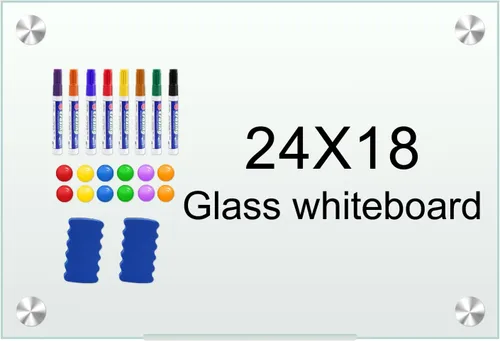 H-Qprobd Pizarra Blanca 24"x18" Pizarras de Borrado en Seco Magnéticas sin Marco Pizarra Blanca Magnética de Vidrio para Pared, Pizarra Blanca