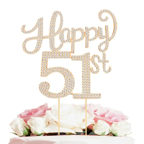 Miniatura 100 de LASKYER Decoración de feliz cumpleaños número 10, decoración de pastel de diamantes de imitación dorados de 10º cumpleaños – Letrero de metal