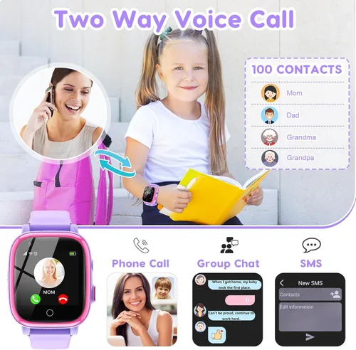 Miniatura 4 de cjc Reloj inteligente 4G para niños con rastreador GPS, aplicable globalmente, mensajes de texto y llamadas, reloj para niños de 4 a 12 años