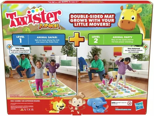 Miniatura 3 de Hasbro Gaming Twister Junior, juego de fiesta clásico reinventado para niños a partir de 3 años, 2-4 jugadores, 2 en 1, alfombrilla de 2 lados