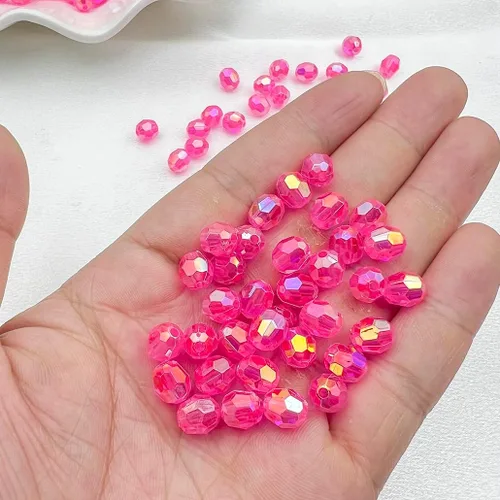 Miniatura 3 de 200 cuentas acrílicas de cristal de color AB de 0.394 pulgadas (0.394 in) cuentas redondas de plástico facetadas espaciadoras para hacer joyas, 402