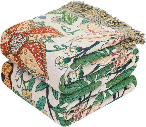 Miniatura 44 de MSGKV Manta de Tiro 100% Algodón para Cama Sofá Otoño 90''x 98'' Mantas de Muselina Súper Suaves Cálidas Colcha Bohemia Ligera Mantas Decorativas